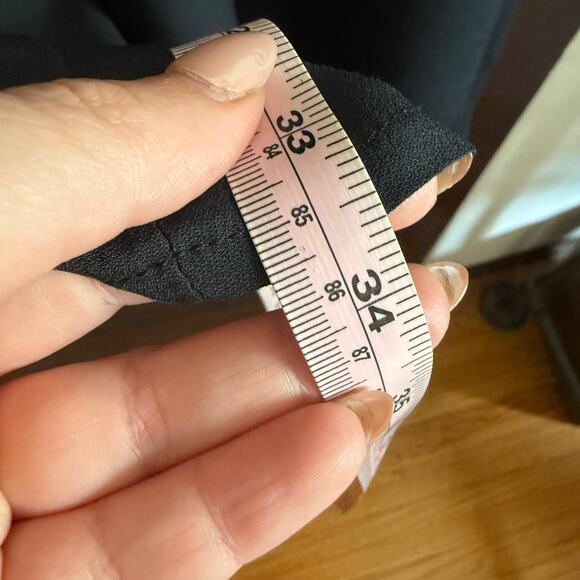 MEGHAN FABULOUS | Black Bell Sleeve Lace Trim Mini Trapeze Dress | Large - Picture 7 of 7